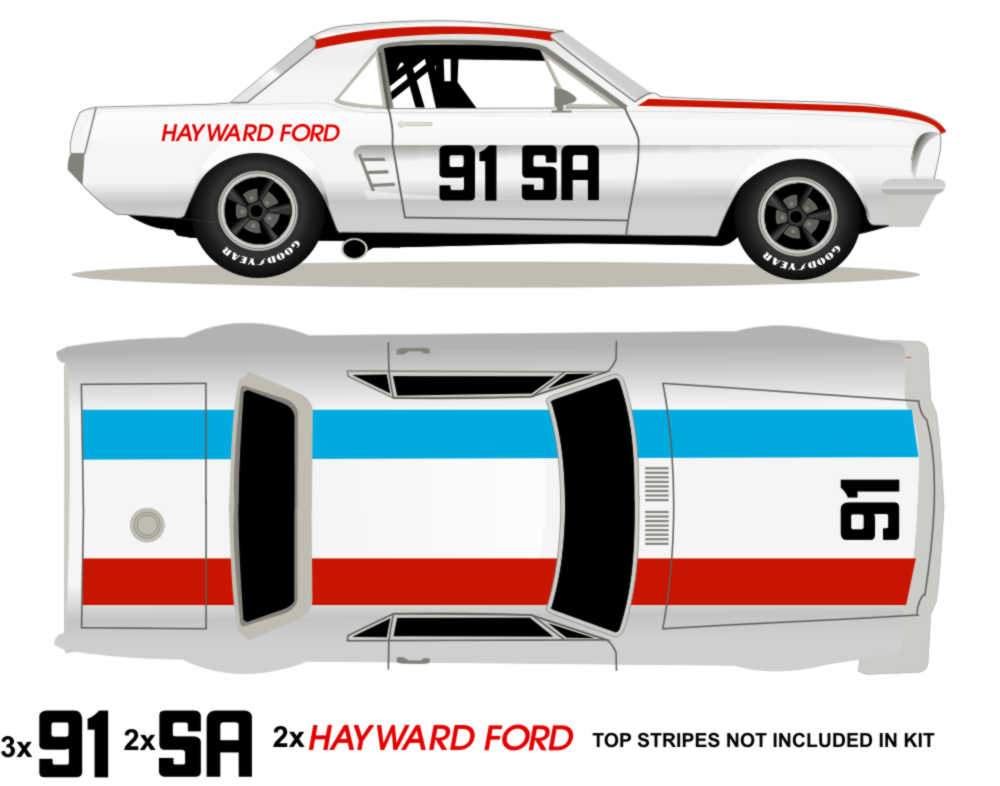 1966 Trans Am Mustang Shelby Trans Am Team Car No 91 Livery Kit - Raceline Digital