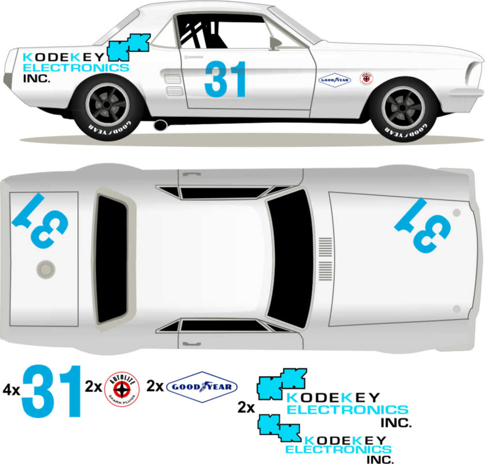 1967 Trans Am Mustang - Shelby Mustang KodeKey Electronics No 31 Livery Kit - Raceline Digital