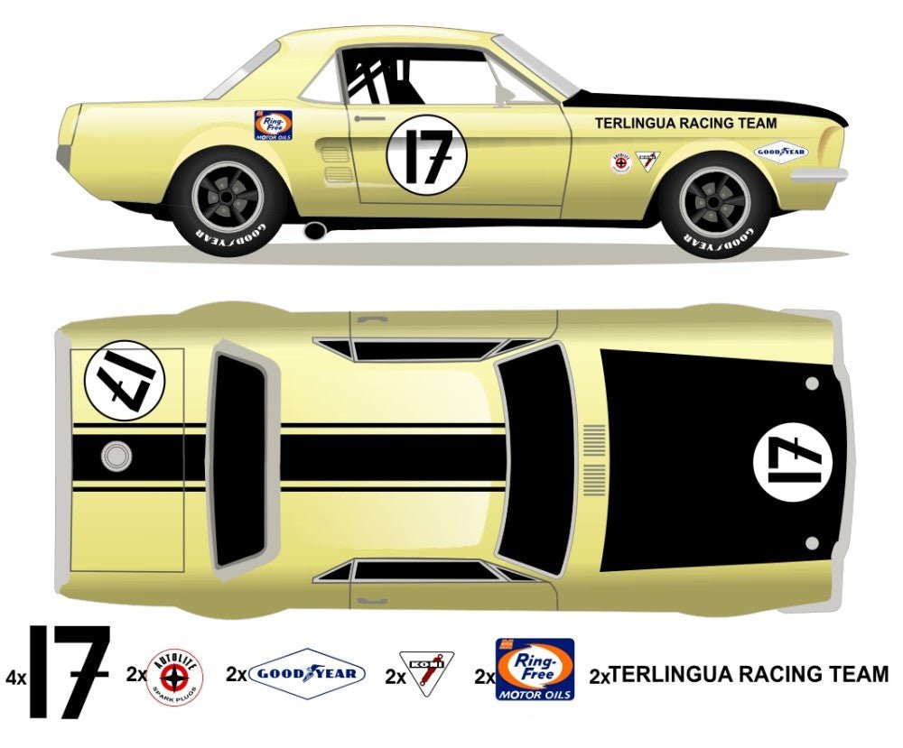 1967 Trans Am Mustang - Shelby Trans Am Team Car No 17 Livery Kit - Raceline Digital