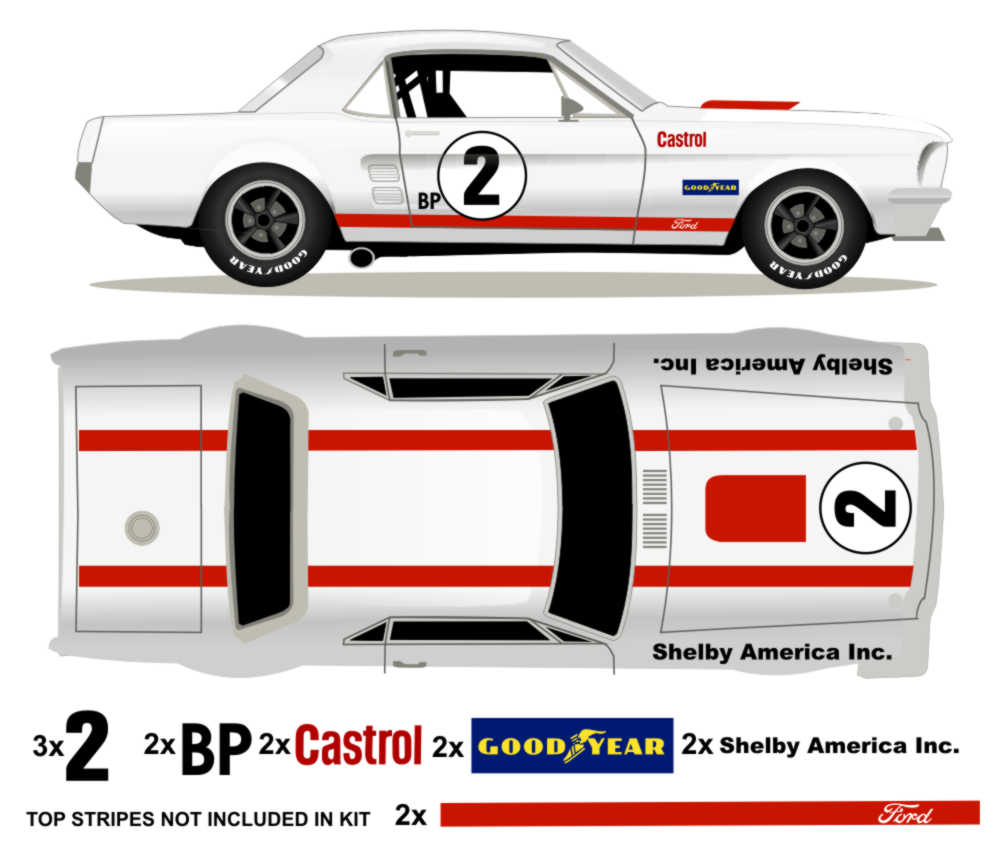 1967 Trans Am Mustang - Shelby Trans Am Team Car No 2 Livery Kit - Raceline Digital