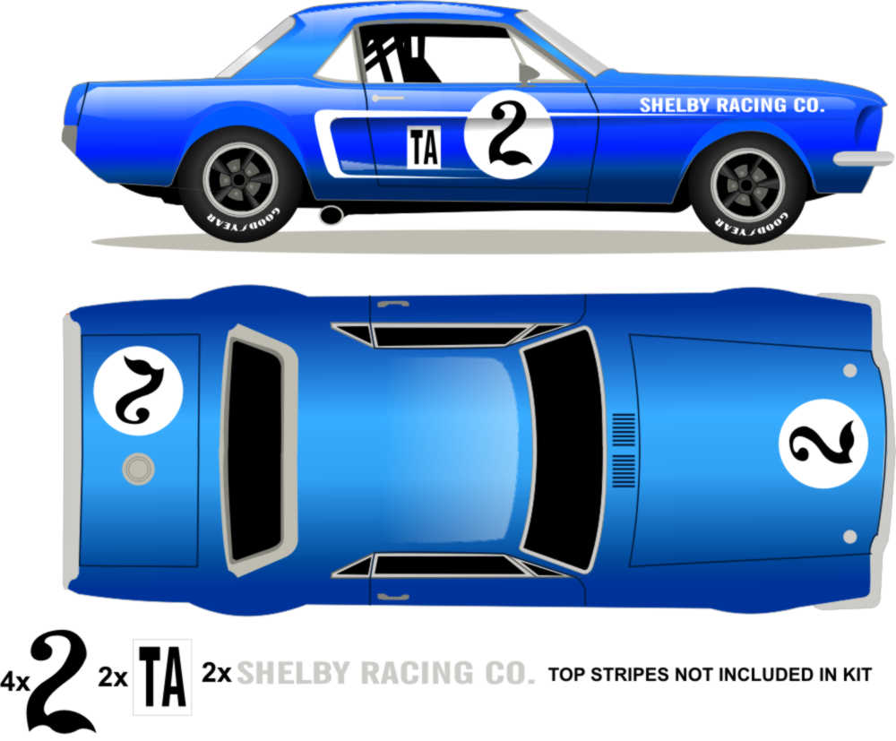 1968 Trans Am Mustang - Shelby Trans Am Team Car No 2 Livery Kit - Raceline Digital