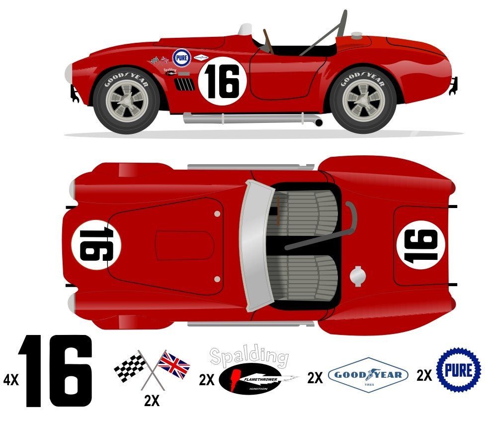 1963 289 COBRA - 12HR Sebring No 16 Livery Kit - Raceline Digital