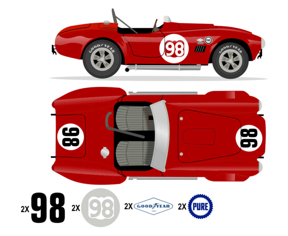 1963 289 COBRA - USRRC 1963 Road America 500 No 98 Livery Kit - Raceline Digital