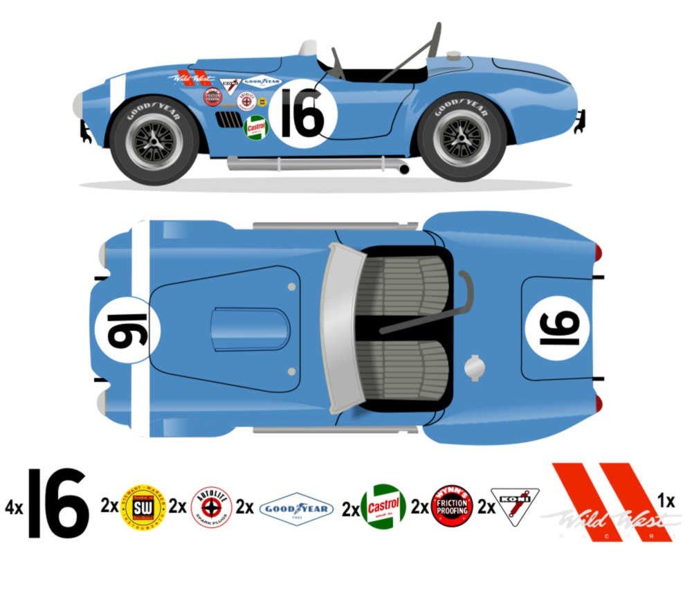 1964 COBRA 289 FIA Roadster No 16 Livery Kit - Raceline Digital