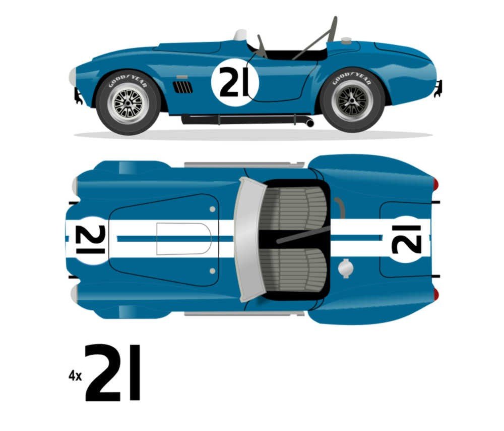 1964 Factory COBRA 289 FIA Roadster No 21 Livery Kit - Raceline Digital