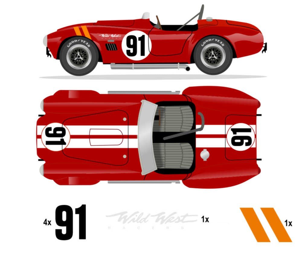 1965 COBRA 289 FIA Roadster No 91 Livery Kit - Raceline Digital