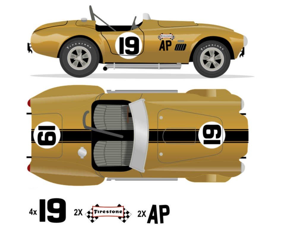 1965 427 COBRA - USRRC Virginia Intl Speedway 1967 No 19 Livery Kit - Raceline Digital