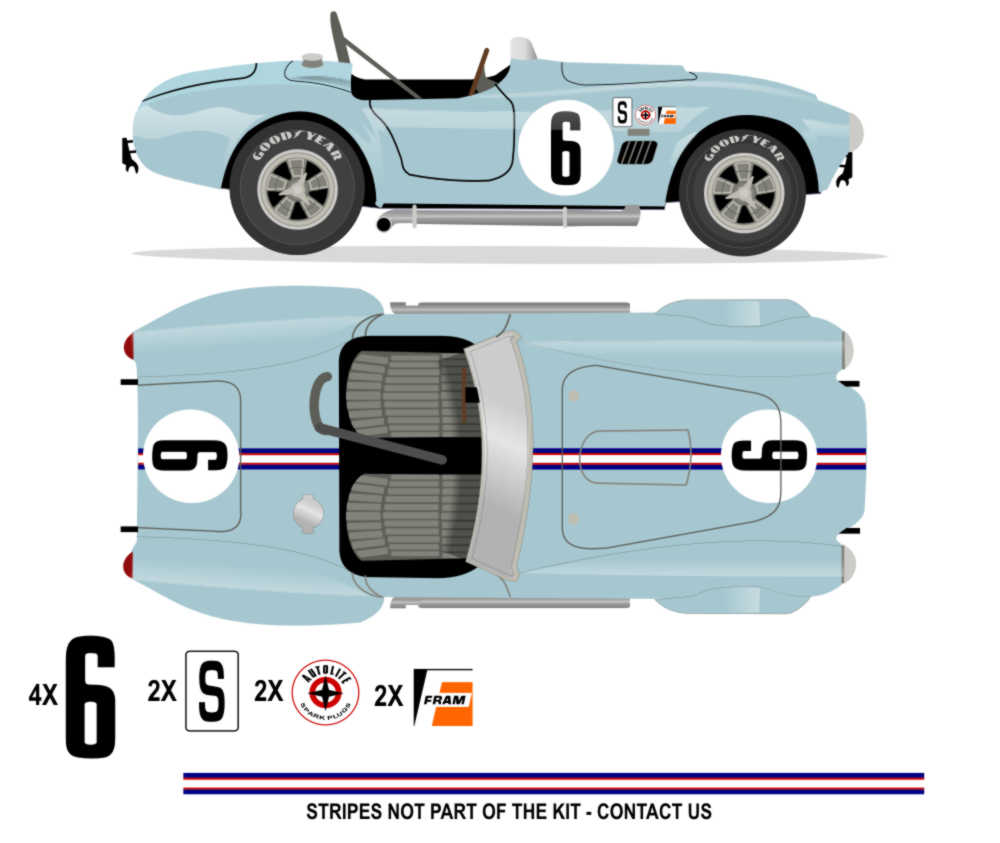1966 427 COBRA - USRRC Sebring 1966 No 6 Livery Kit - Raceline Digital