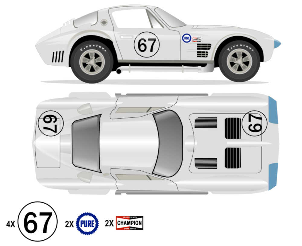 1964 GRAND SPORT COUPE - Road America 500 1964 No 67 Livery Kit - Raceline Digital