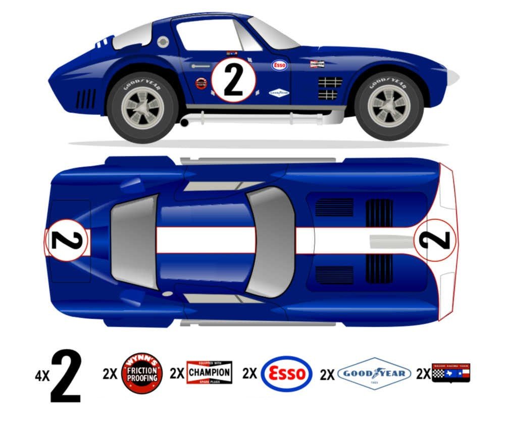1964 GRAND SPORT COUPE - Sebring 12 Hour - Foyt-Cannon 1964 No 2 Livery Kit - Raceline Digital