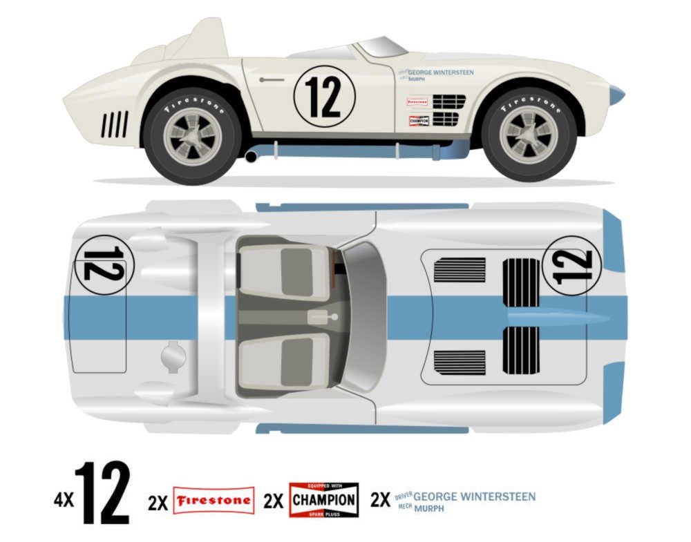 1966 GRAND SPORT ROADSTER - Watkins Glen USRRC 1966 No 12 Livery Kit - Raceline Digital