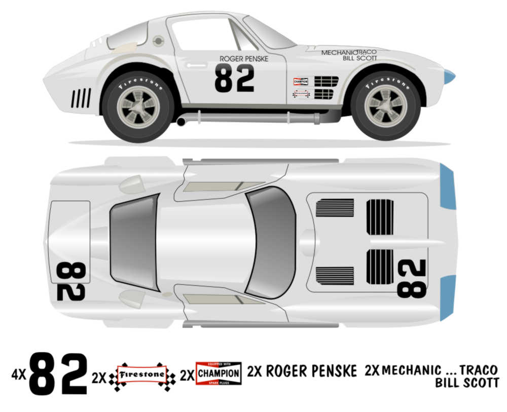 1964 GRAND SPORT COUPE - Light-Lightweight - Road America 500 1964 No 82 Livery Kit - Raceline Digital