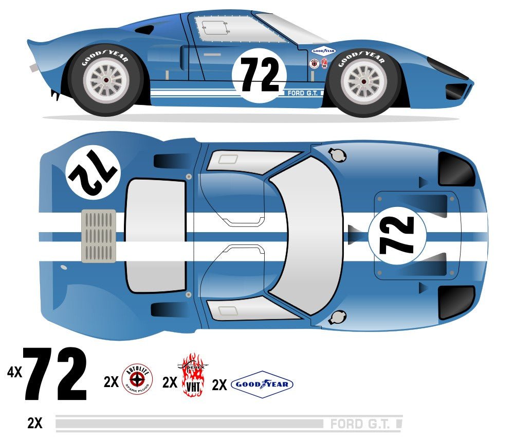GT40 MK I GT/104 Daytona Continental 1965 No 72 Kit - Raceline Digital
