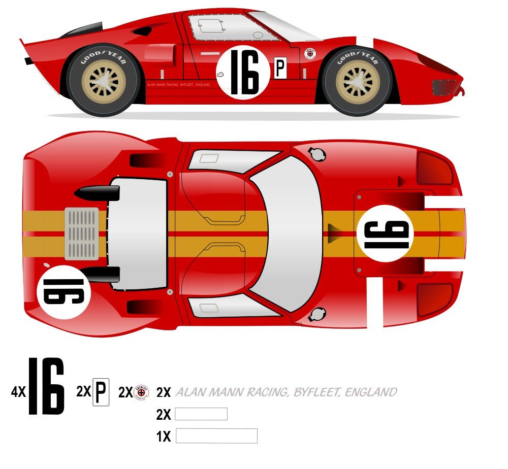 GT40 MK I Alan Mann GT-1 Lightweight Prototype 1966 No 16 Kit - Raceline Digital