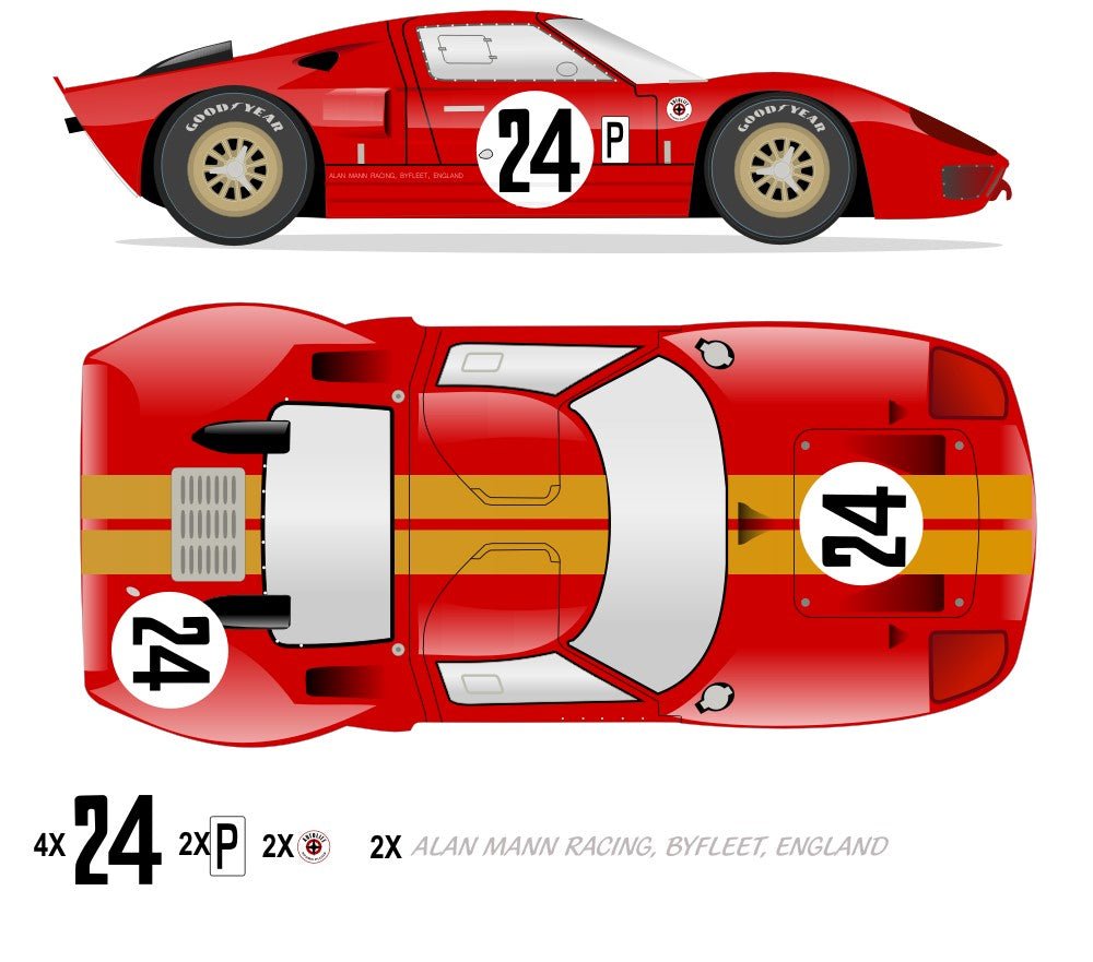 GT40 MK I Alan Mann GT-2 Lightweight Prototype 1966 No 24 Kit - Raceline Digital