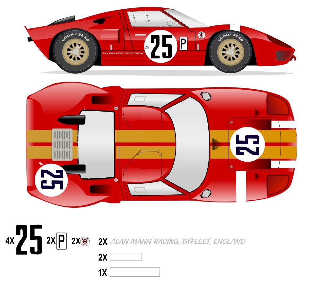 GT40 MK I Alan Mann GT-1 Lightweight Prototype 1966 No 25 Kit - Raceline Digital