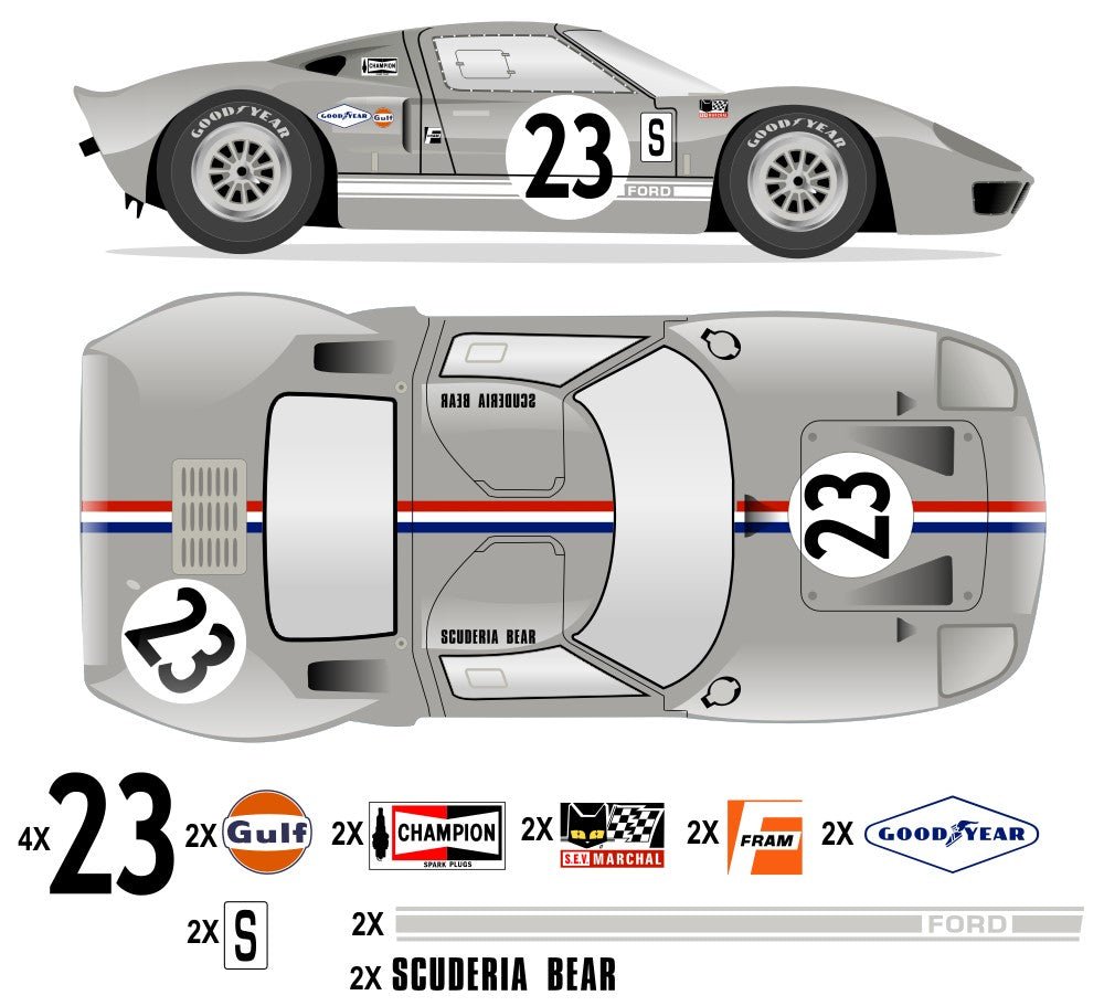 GT40 MK I Sebring 1966 - P1029 No 23 Kit - Raceline Digital