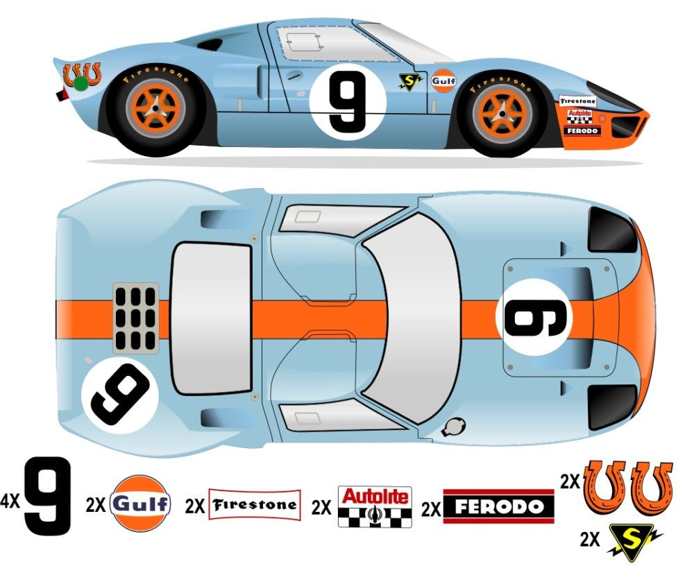GT40 MK I LeMans 1968 - P1075 No 9 Kit - Raceline Digital