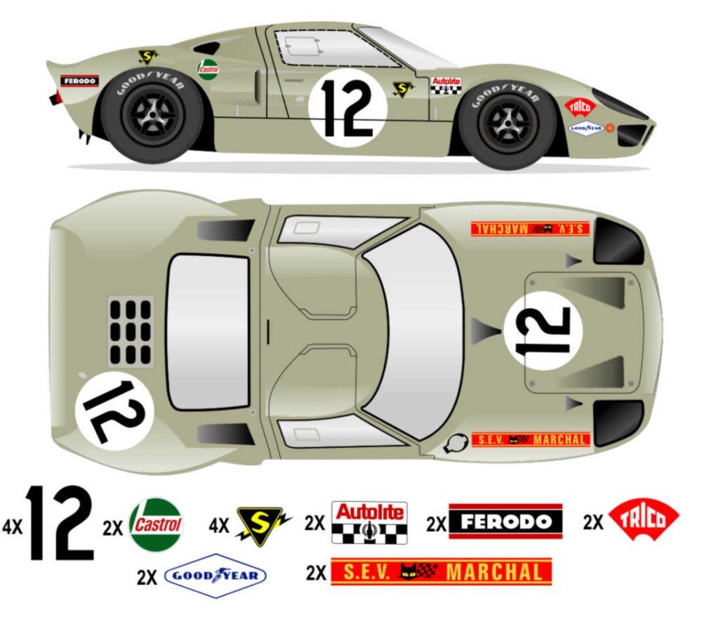 GT40 MK I Le Mans 1968 - P1078 No 12 Kit - Raceline Digital