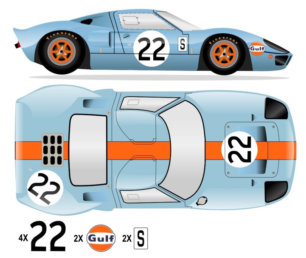 GT40 MK I Sebring 12 Hr 1968 - P1075 No 22 Kit - Raceline Digital