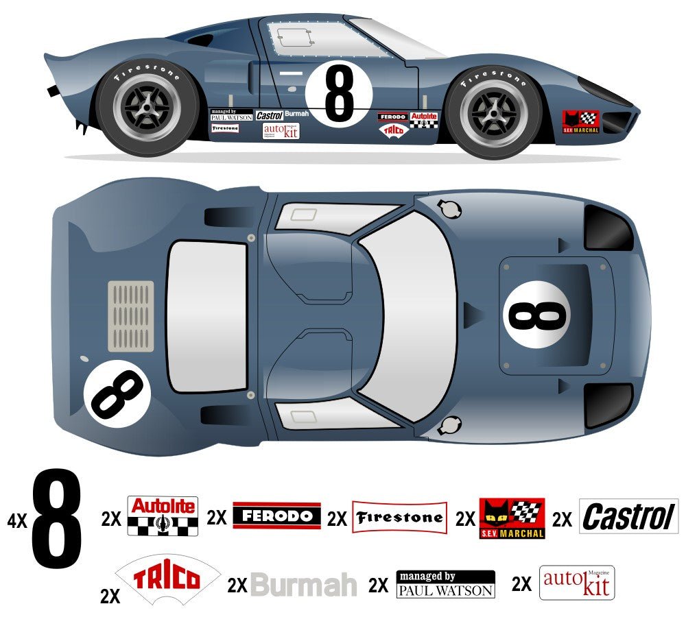 GT40 MK I Brands Hatch 1969 - P1010 No 8 Kit - Raceline Digital