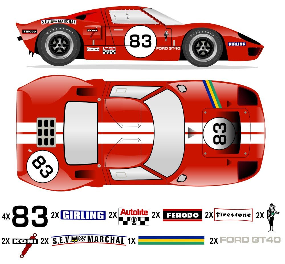 GT40 MK I Competition Rio de Janeiro 1969 - P1010 No 83 Kit - Raceline Digital