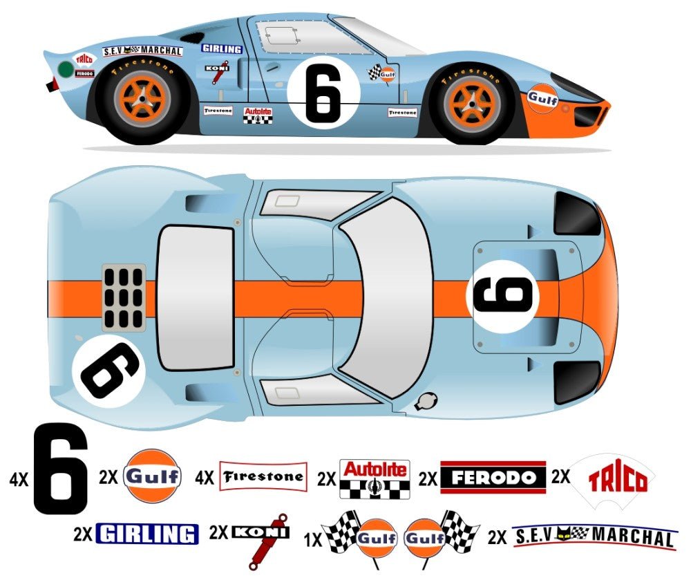 GT40 MK I LeMans 1969 - P1075 No 6 Kit - Raceline Digital