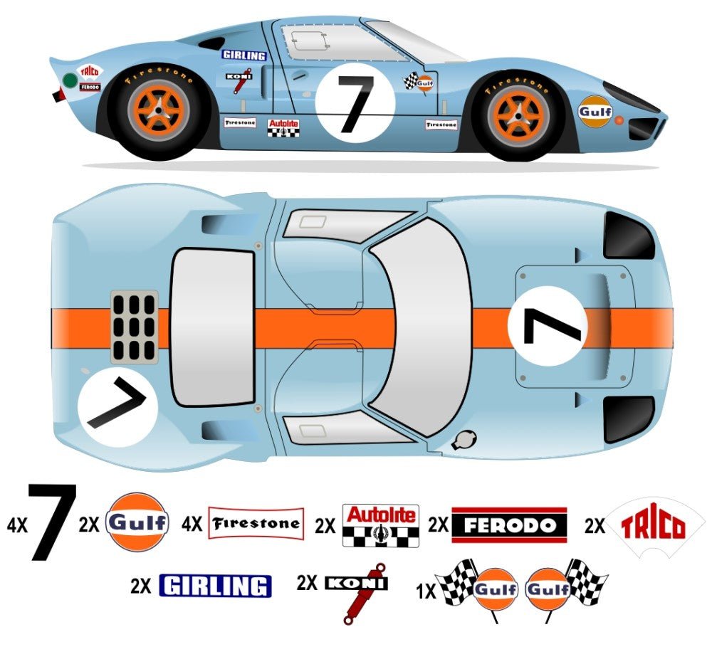 GT40 MK I LeMans 1969 - P1076 No 7 Kit - Raceline Digital