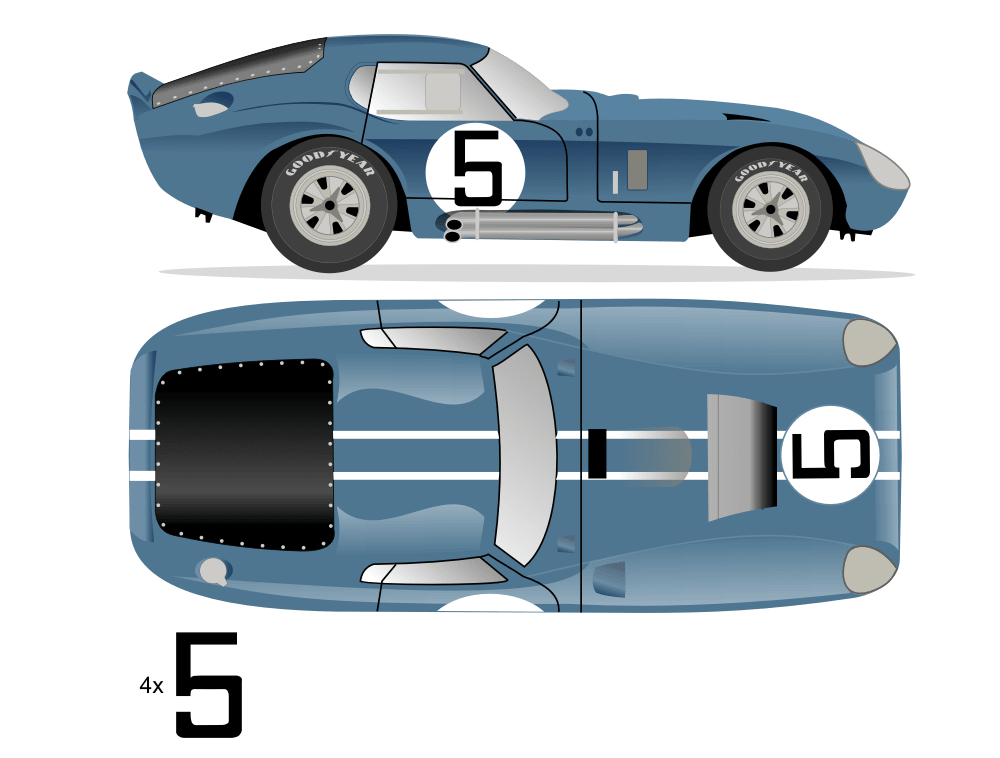 1964 COBRA DAYTONA - 24hr LeMans No 5 Livery Kit - Raceline Digital