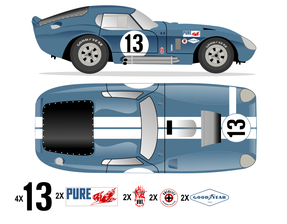 1965 COBRA DAYTONA - Daytona 24 Hour 1965 No 13 Livery Kit - Raceline Digital