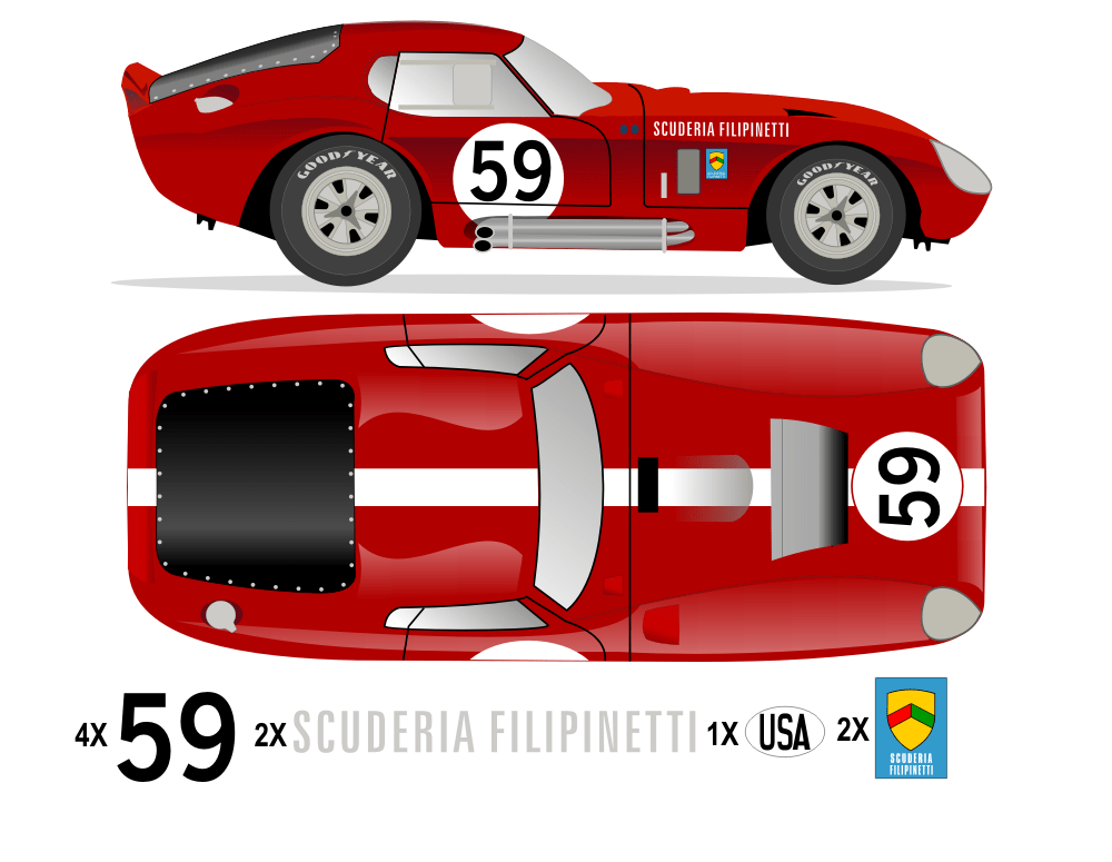 1965 COBRA DAYTONA - LeMans 1965 No 59 Livery Kit - Raceline Digital