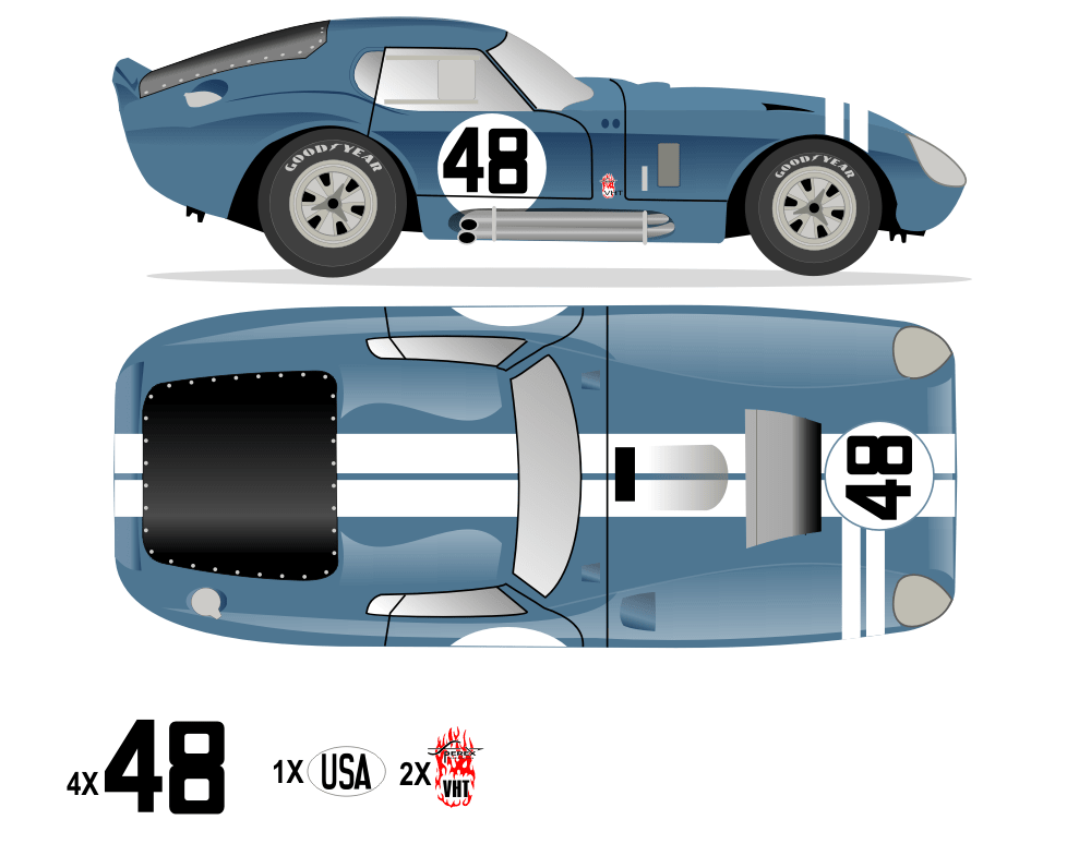 1965 COBRA DAYTONA - Monza 1965 No 48 Livery Kit - Raceline Digital
