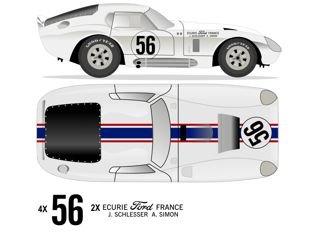 1965 COBRA DAYTONA France - Nurburgring 1965 No 56 Livery Kit - Raceline Digital