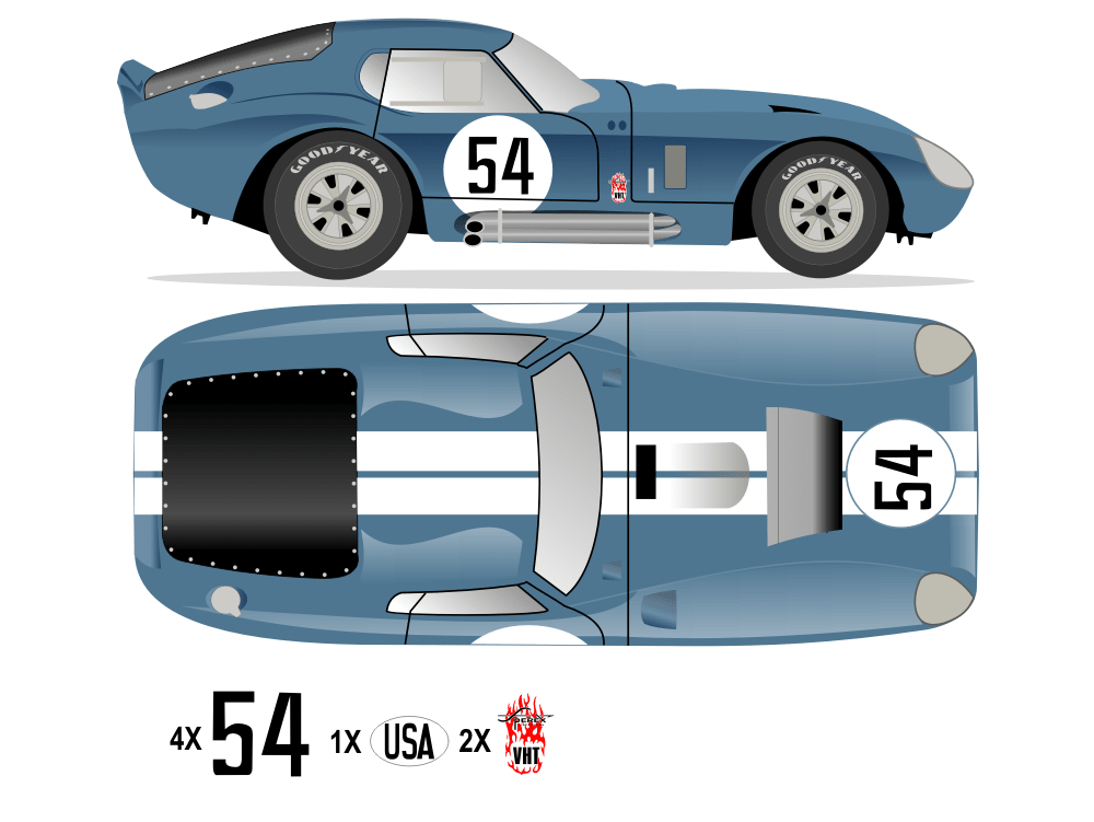1965 COBRA DAYTONA USA - Nurburgring 1965 No 54 Livery Kit - Raceline Digital