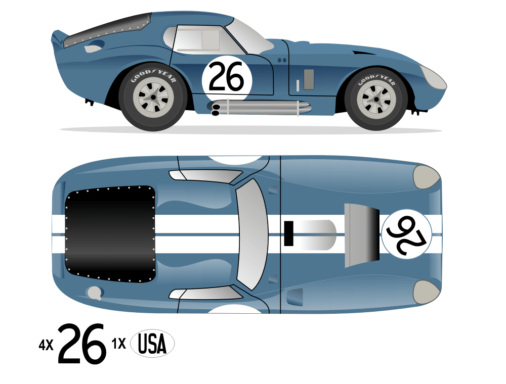 1965 COBRA DAYTONA - Reimes 12 Hour 1965 No 26 Livery Kit - Raceline Digital
