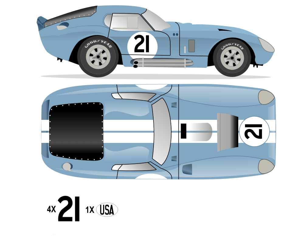 1964 COBRA DAYTONA - Tourist Trophy Goodwood 1964 No 21 Livery Kit - Raceline Digital