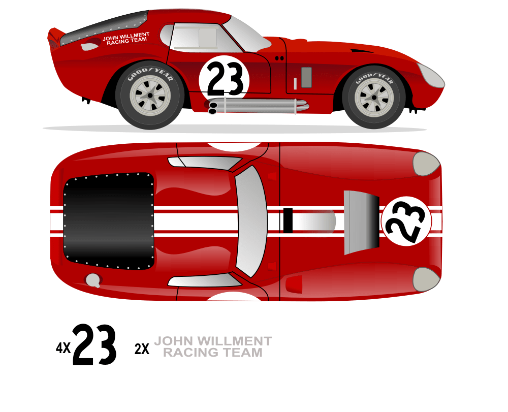 1965 COBRA DAYTONA - John Willment Racing Team No 23 Livery Kit - Raceline Digital
