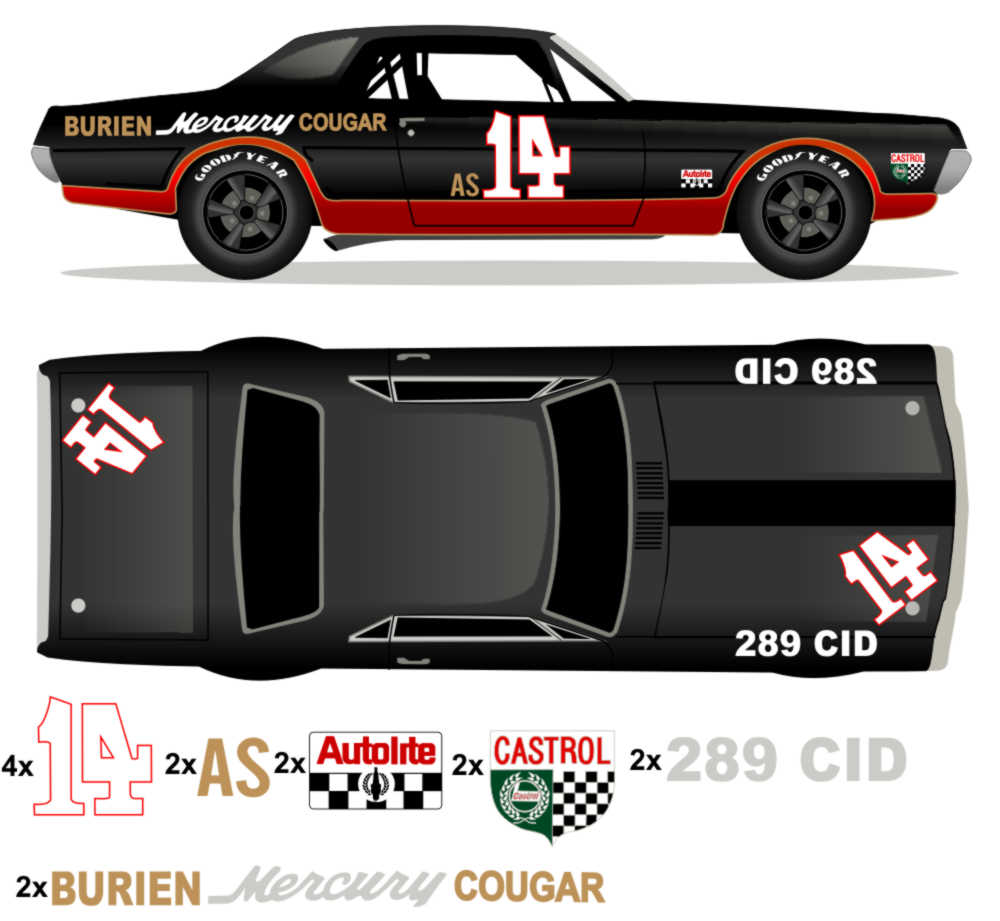 1967 Trans Am Cougar XR 7 Burien No 14 Livery Kit - Raceline Digital