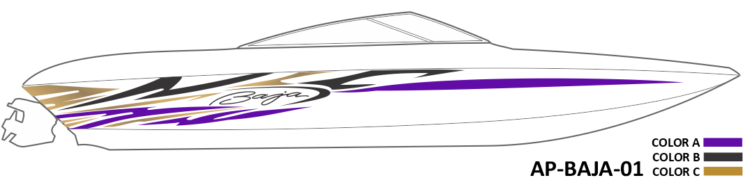 AP-BAJA-01 - Baja Series 3 Color Vinyl Boat Graphics Kit