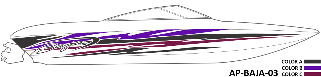 AP-BAJA-03 - Baja Series 3 Color Vinyl Boat Graphics Kit - Raceline Digital