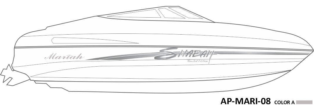 AP-MARI-08 - Mariah Series Shabah Limited Edition 1 Color Vinyl Boat Graphics Kit - Raceline Digital