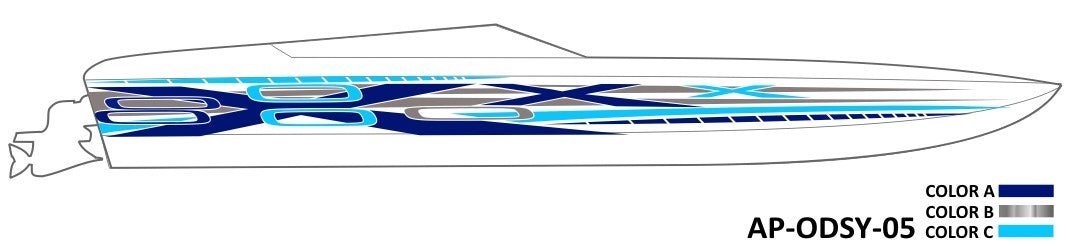 AP-ODSY-05 - 3 Color Vinyl Boat Graphics Kit - Raceline Digital