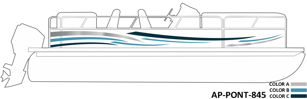 AP-PONT-845 Pontoon Series 3 Color Vinyl Boat Graphics Kit
