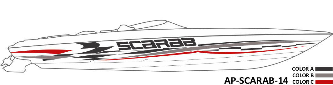 AP-SCARAB-14 - Scarab Series 3 Color Vinyl Boat Graphics Kit - Raceline Digital
