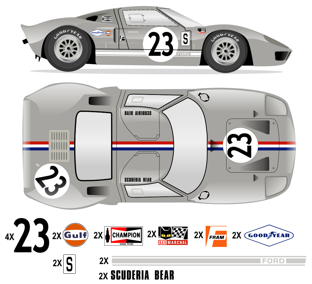 GT40 MK I Sebring 1966 - P1029 No 23 Kit