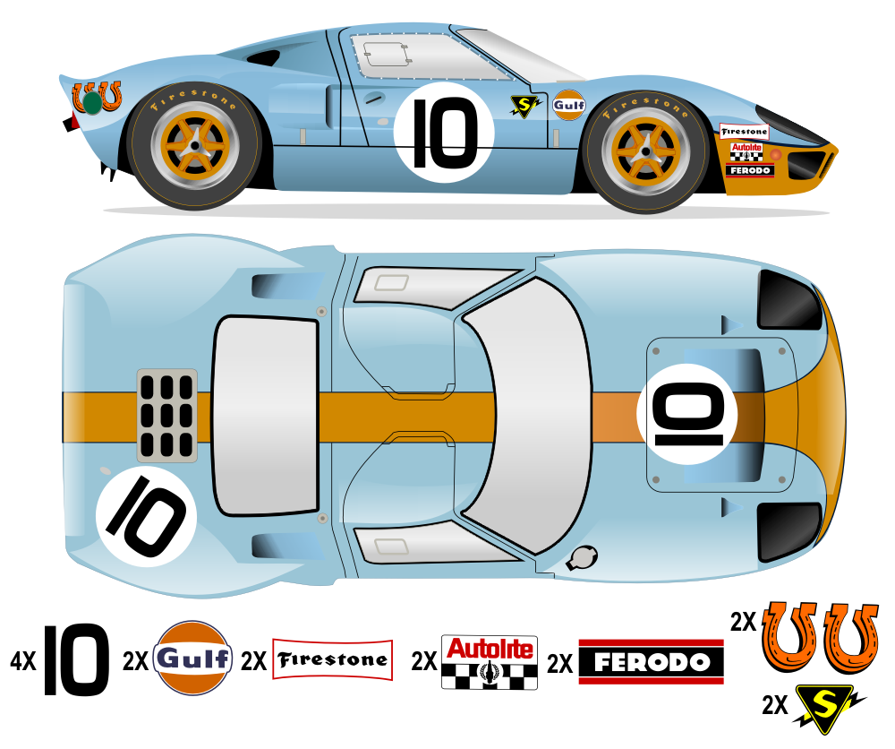 GT40 MK I LeMans 1968 - P1074 No 10 Kit