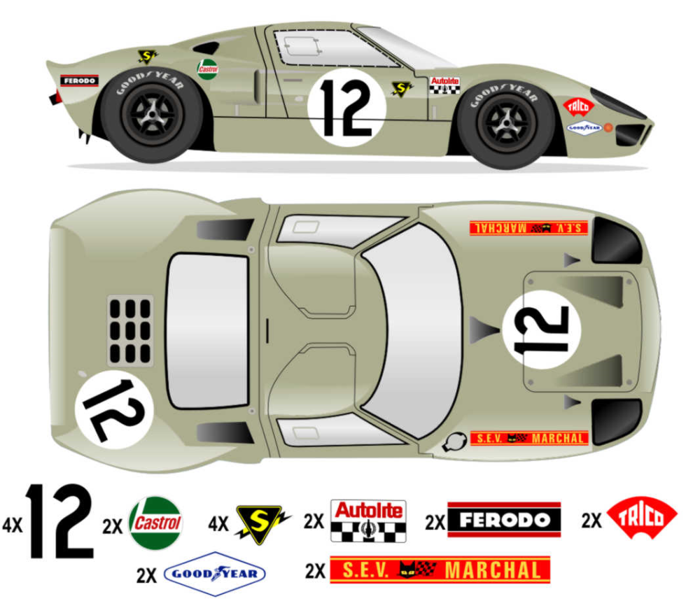 GT40 MK I Le Mans 1968 - P1078 No 12 Kit