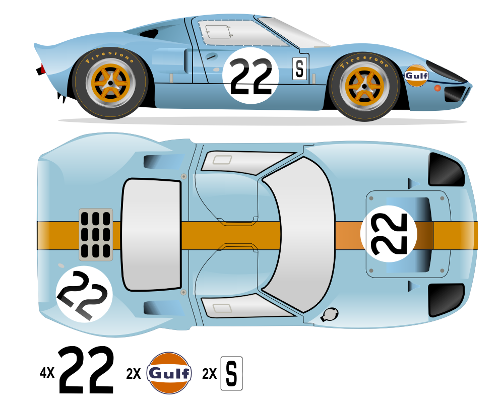 GT40 MK I Sebring 12 Hr 1968 - P1075 No 22 Kit