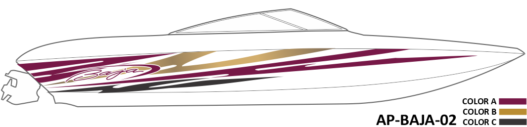 AP-BAJA-02 - Baja Series 3 Color Vinyl Boat Graphics Kit