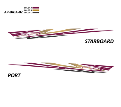 AP-BAJA-02 - Baja Series 3 Color Vinyl Boat Graphics Kit